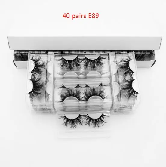 40pcs E89 Visofree 40 пар 25 мм ресницы 3D норковые ресницы с лотком без коробки норковые ресницы драматические объемные ресницы Толстые Накладные ресницы E80 - Цвет: 40pcs E89