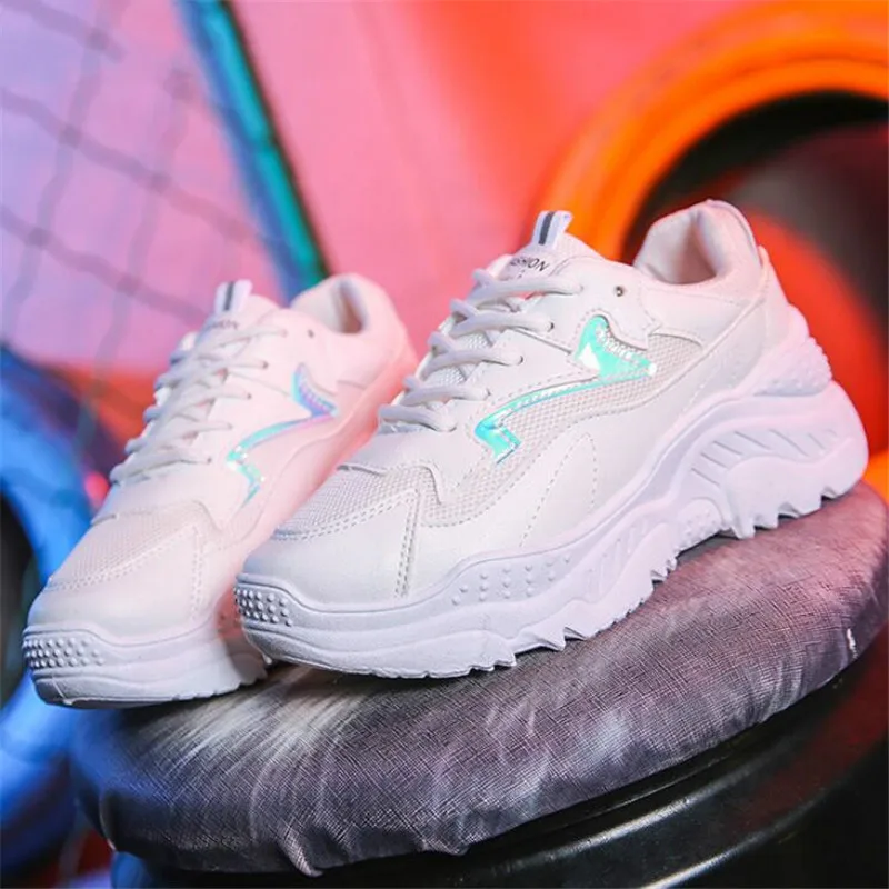 Кроссовки LZJ женские сетчатые повседневная обувь на платформе дышащие белые