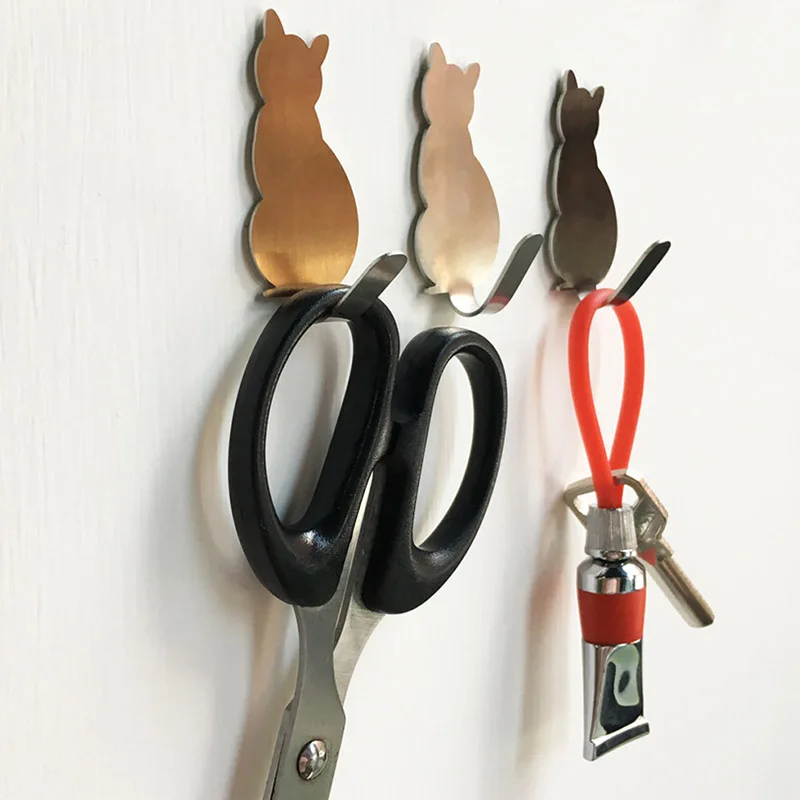 Самоклеящийся крючок в форме кошки настенная вешалка для ключей крючки двери