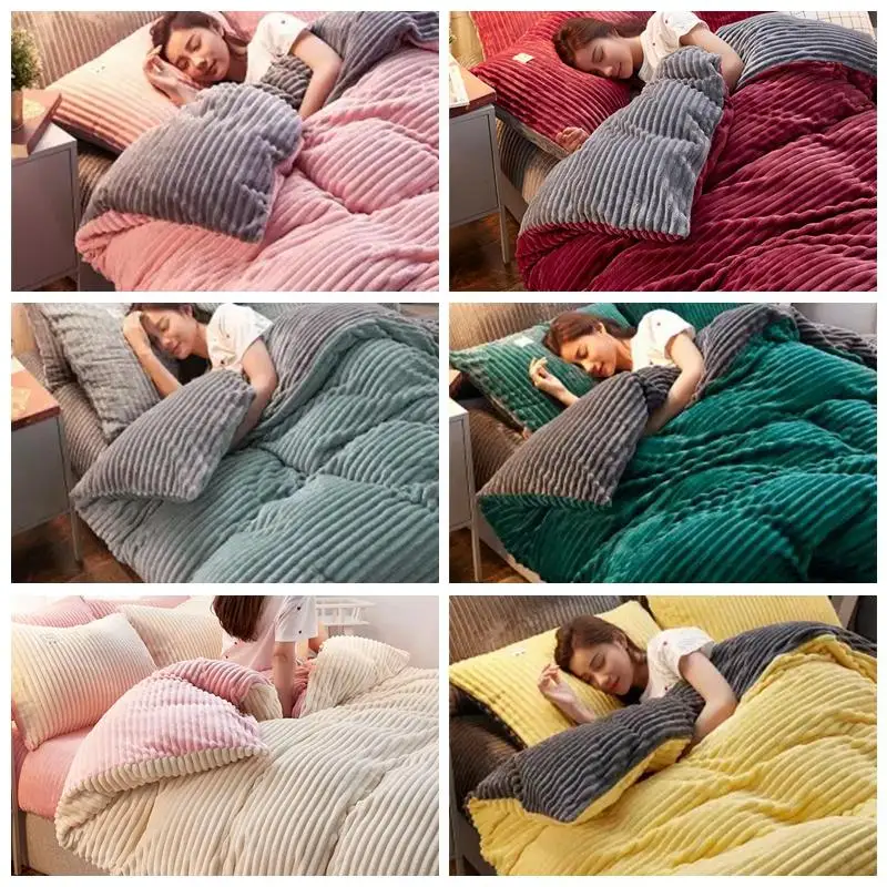 

30 Duvet Cover Queen/king Size Thicken Bedding Set Quilt Cover Sheet Pillowcase Blue Yellow Solid Color