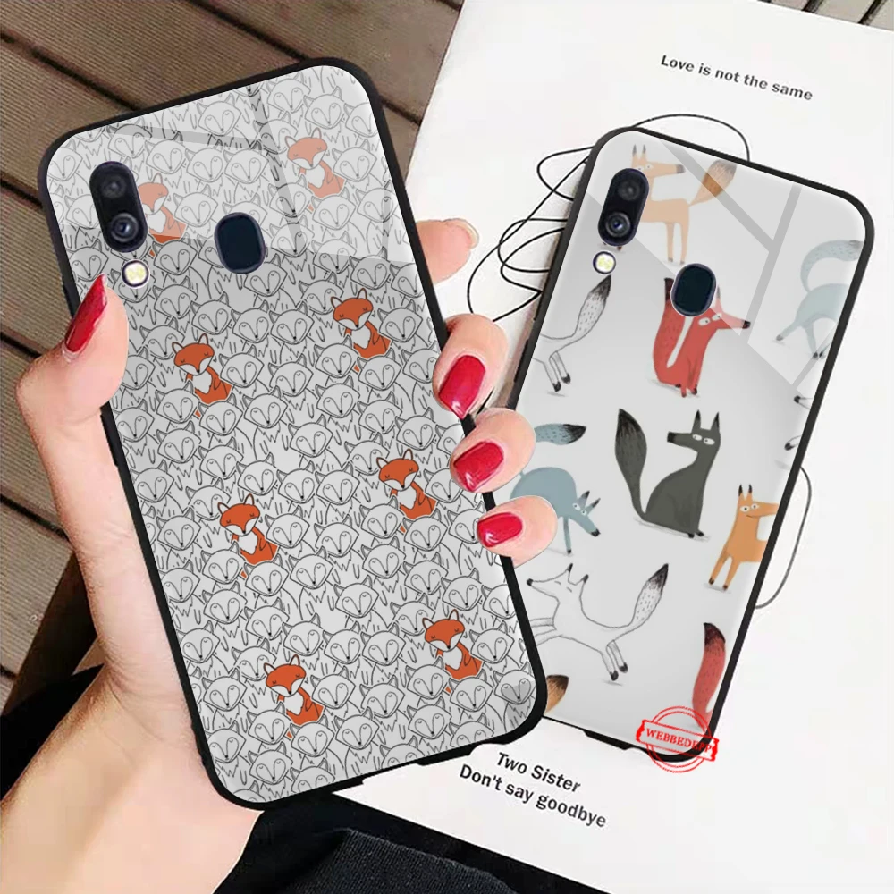 8W Animal More Cute Fox cat Glass Case for Samsung S7 Edge S8 S9 S10 Plus A10 A20 A30 A40 A50 A60 A70 Note 8 9 10 | Мобильные