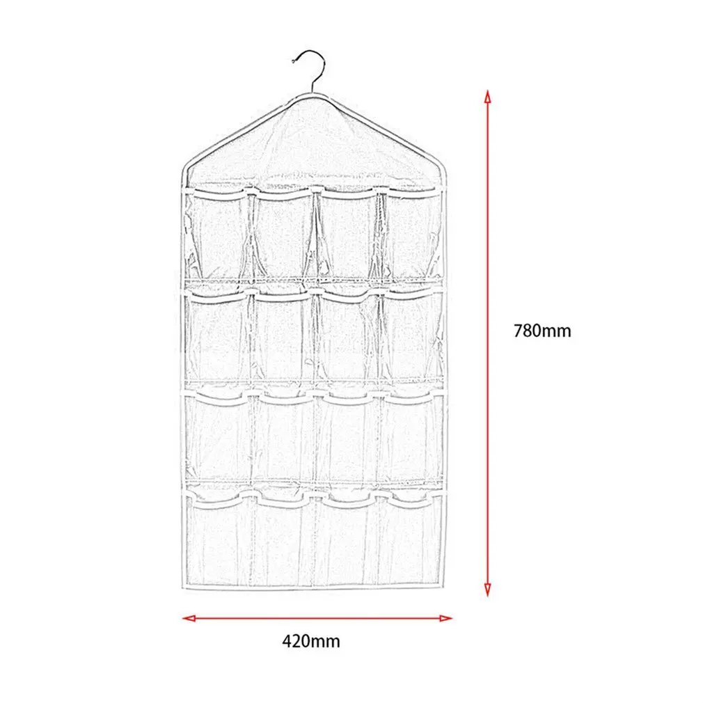 

16 Grids Foldable Wardrobe Hanging Bags Container Clothing Underwear Bras Socks Ties Hanger Shoes Storage Bag Drop Shipping