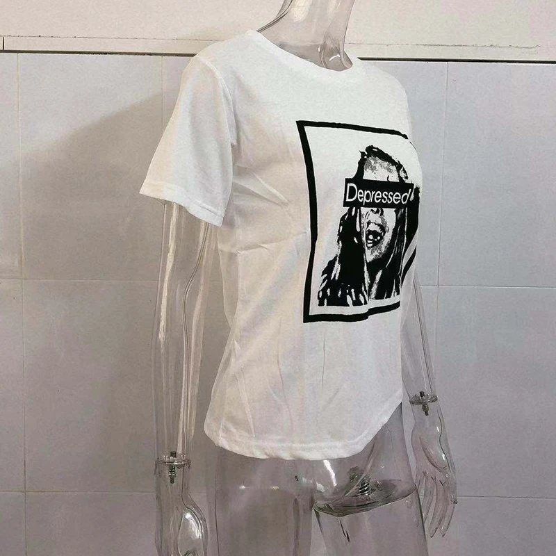 Высокое качество женская футболка эстетические корейские рубашки хлопок