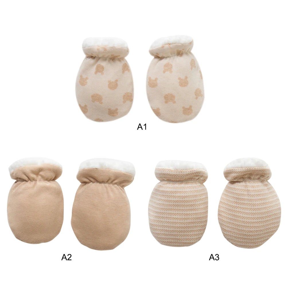 1 Pair Newborn Baby Cotton Gloves Anti-grab Mittens Infant Winter Thickening Warm Fleece Hand Warmer for Kid Gifts | Мать и ребенок
