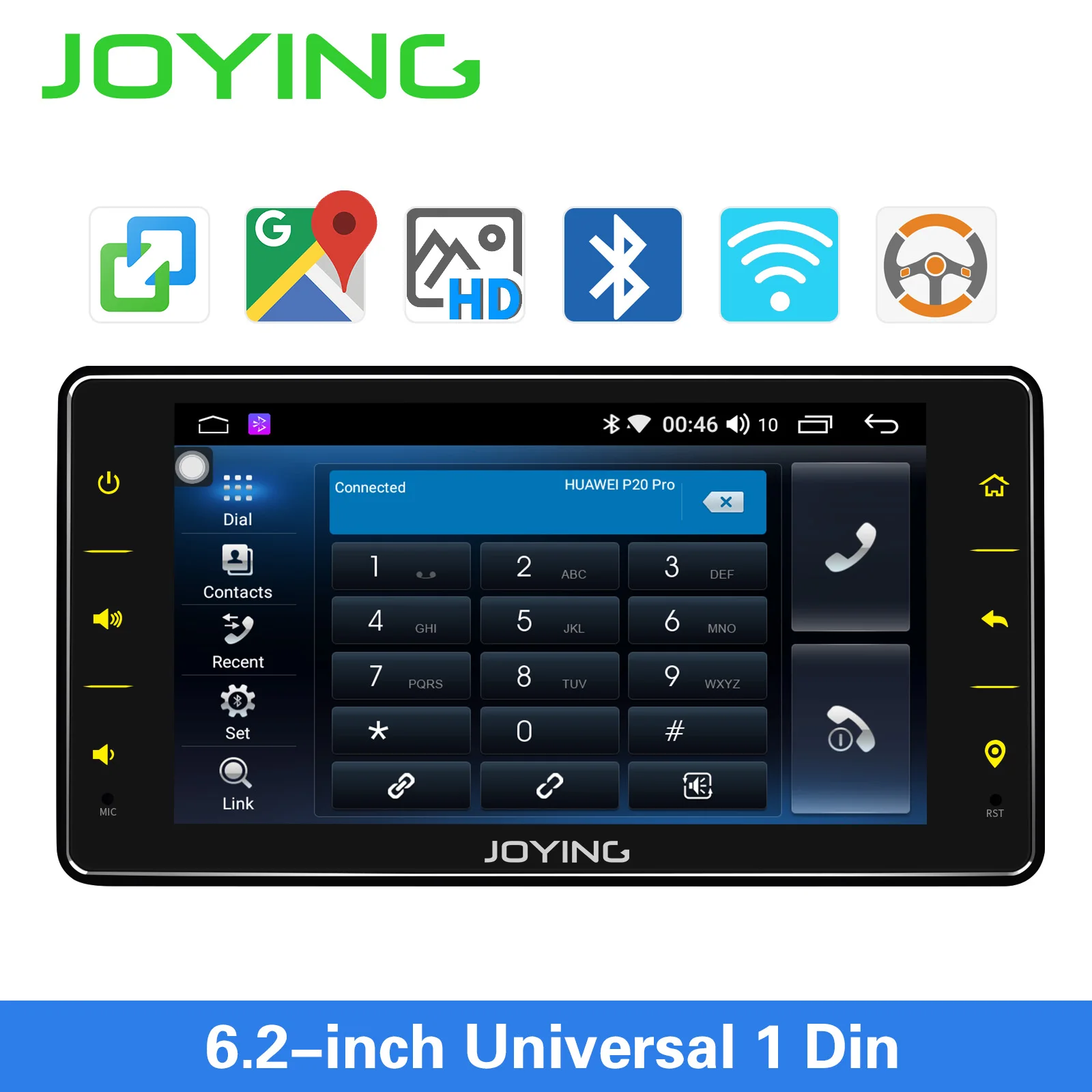JOYING one din автомагнитола Android 8,1 стерео 6,2 дюймов головное устройство универсальное 1 ГБ ОЗУ 16 Гб ПЗУ gps навигация Авторадио аудио плеер