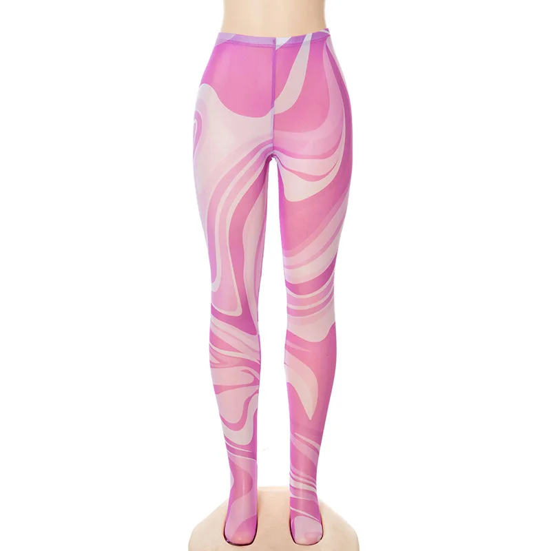 

New color printing sexy tight-fitting high-waist buttocks bottoming pants women