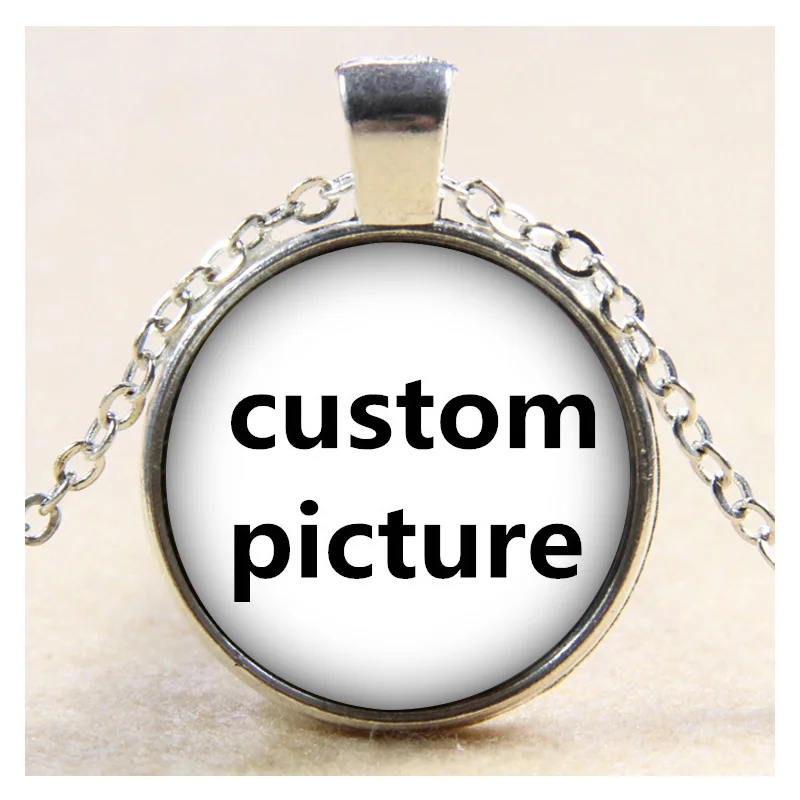 Personalized Photo Custom pictures glass cabochon Necklace Pendant Charms silver plated /Bronze/Crystal Pendant DIY Jewelry