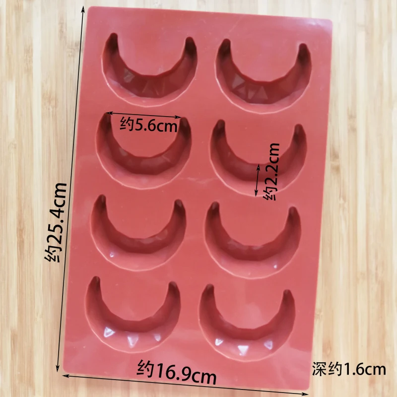 

8-Cavity Cake Mold 3D Diamond Moon Shape Mold DIY Silicone Dessert Baking Mold Mini Mousse Cake Tool Home Kitchen Baking Tool