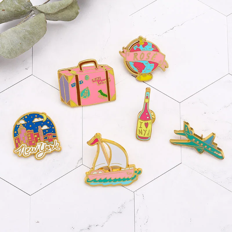 Симпатичные броши для страйтборда корабля винного искусства булавки багажника