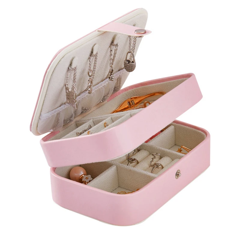 

Portable Leather Beauty Travel Box Large Jewelry Box Storage Zipper Leather Jewelry Casket Makeup Storage Makeup Organizer