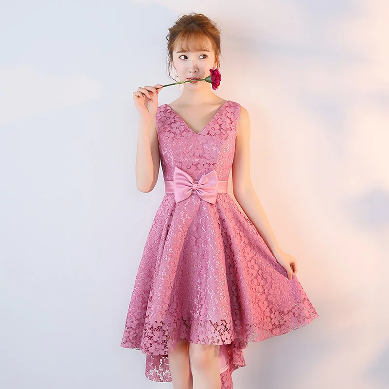 Розовые вечерние Бордовые Платья для подружки невесты с высоким/низким кружевом