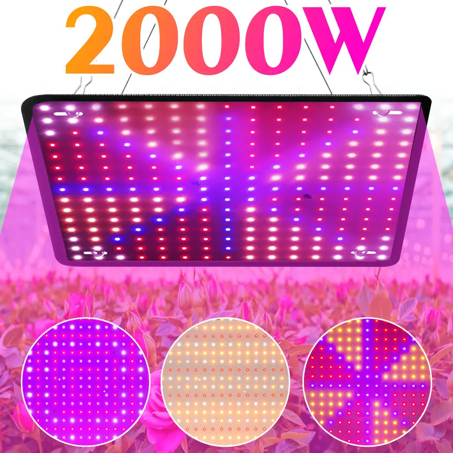 

Светодиодная лампа для выращивания растений, полный спектр, рандомный свет SMD2835, фитолампа для растений, 2000 Вт, гидропоника, теплица для внут...