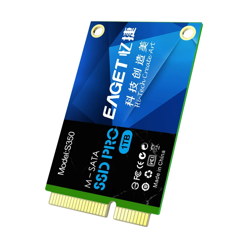 EAGET S350 твердотельный накопитель SSD 128 ГБ/256 ГБ/512 ГБ/2 ТБ/1 ТБ M-SATA скорость чтения 500 МБ/с./с Внутренний твердотельный накопитель