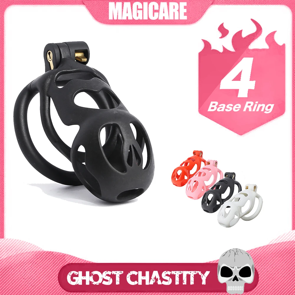 5 Sizes Plastic 4 Colors Ghost Cock Cage 4 Penis Ring Lock Sleeve Male BDSM Fetish Bondage Chastity Belt Device Sex Toys For Men
