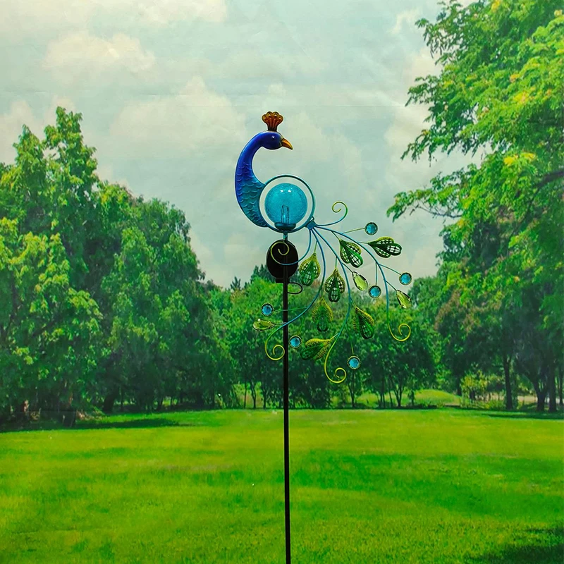 

Creative Garden Metal Peacock Solar Lights Stake Peacock Lawn Lamp Solar Powered Peacock Shape Greensward Lamp For Decoration✈✈✈
