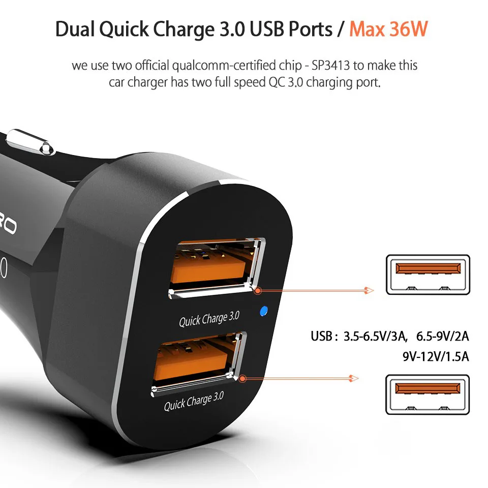 Автомобильное зарядное устройство Quick Charge 3,0 для мобильного телефона, двойное автомобильное зарядное устройство Usb Qc 3,0 2,0, адаптер быстрой зарядки, 2 порта, Usb зарядное устройство QC3.0