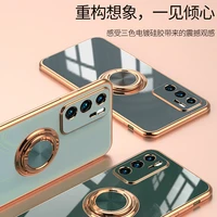 luxury plating magnetic phone case for huawei p50 p40 p30 p20 mate 40 30 20 pro nova 8 se 7 6 coque ring holder shockproof cover