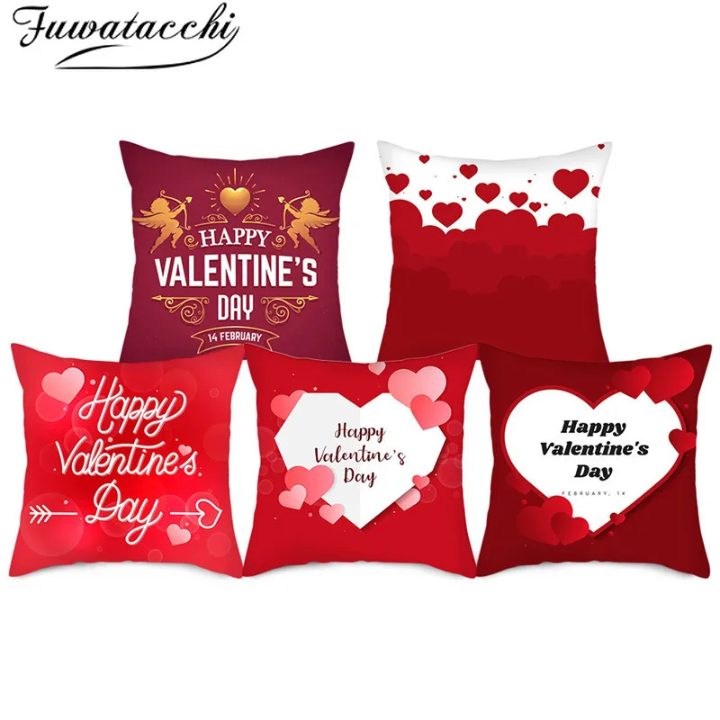 Fuwatacchi Valentine's Day present Cushion Covers red love Pillow Cases For Car Bedroom Sofa Decorative Throw Pillows | Дом и сад