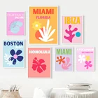 Абстрактные миконы Палм-Бич Ибица Майами Бостон цветок настенные постеры и принты холст картины для декора гостиной