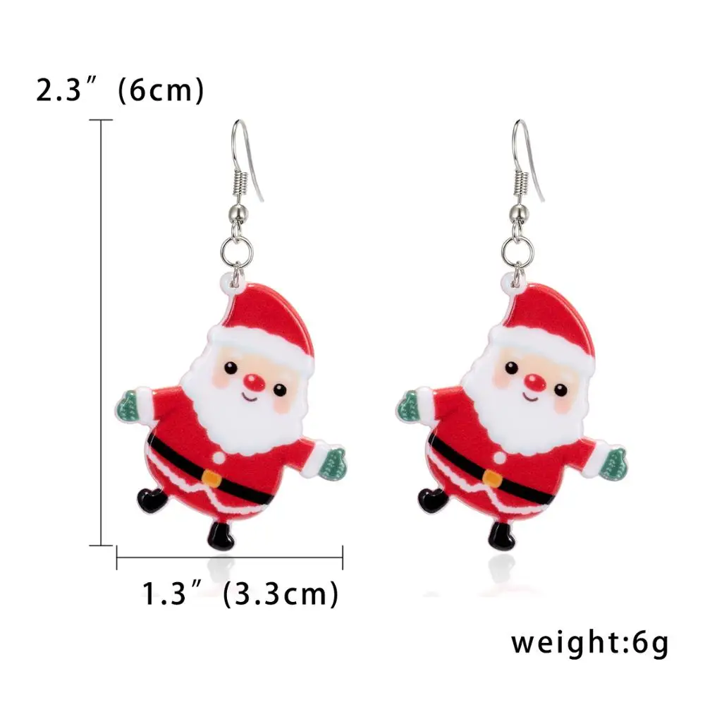 santa claus 4 Rinhoo рождественские акриловые серьги подарок крутой Санта Клаус колокольчик венок на рождественскую елку Висячие серьги рождественские новогодние подарки для женщин - Окраска металла: santa claus 4
