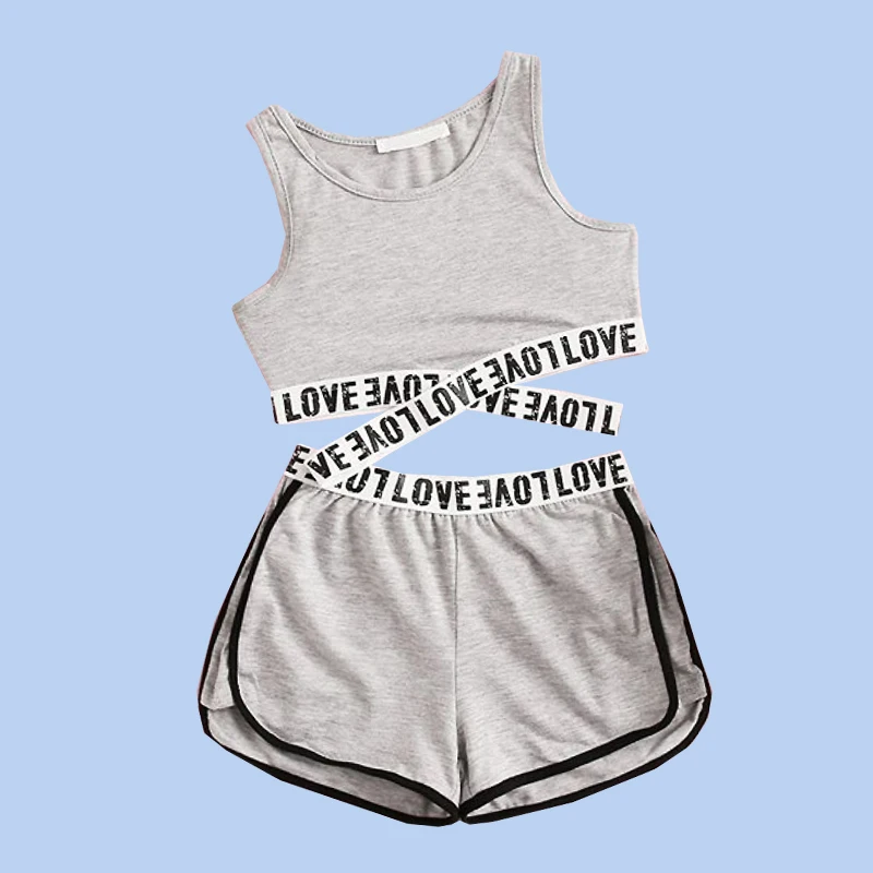 Girls clothes fashion sports two-piece cotton waist vest + yoga fitness training pants 1-5year old Beibei sweet Quality clothing | Детская