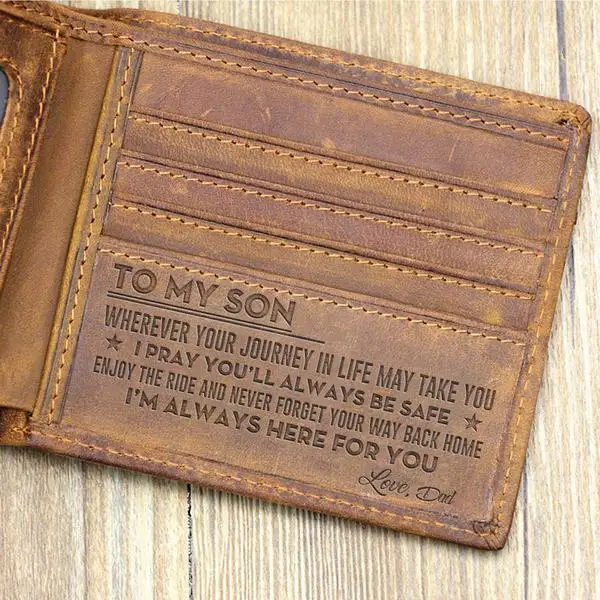 "TO MY Son"-Custom Leather Wallet,Engraved Minimalist Gifts for men on Birthday,Graduation,Christmas Day Drop Shipping - Цвет: WCR9