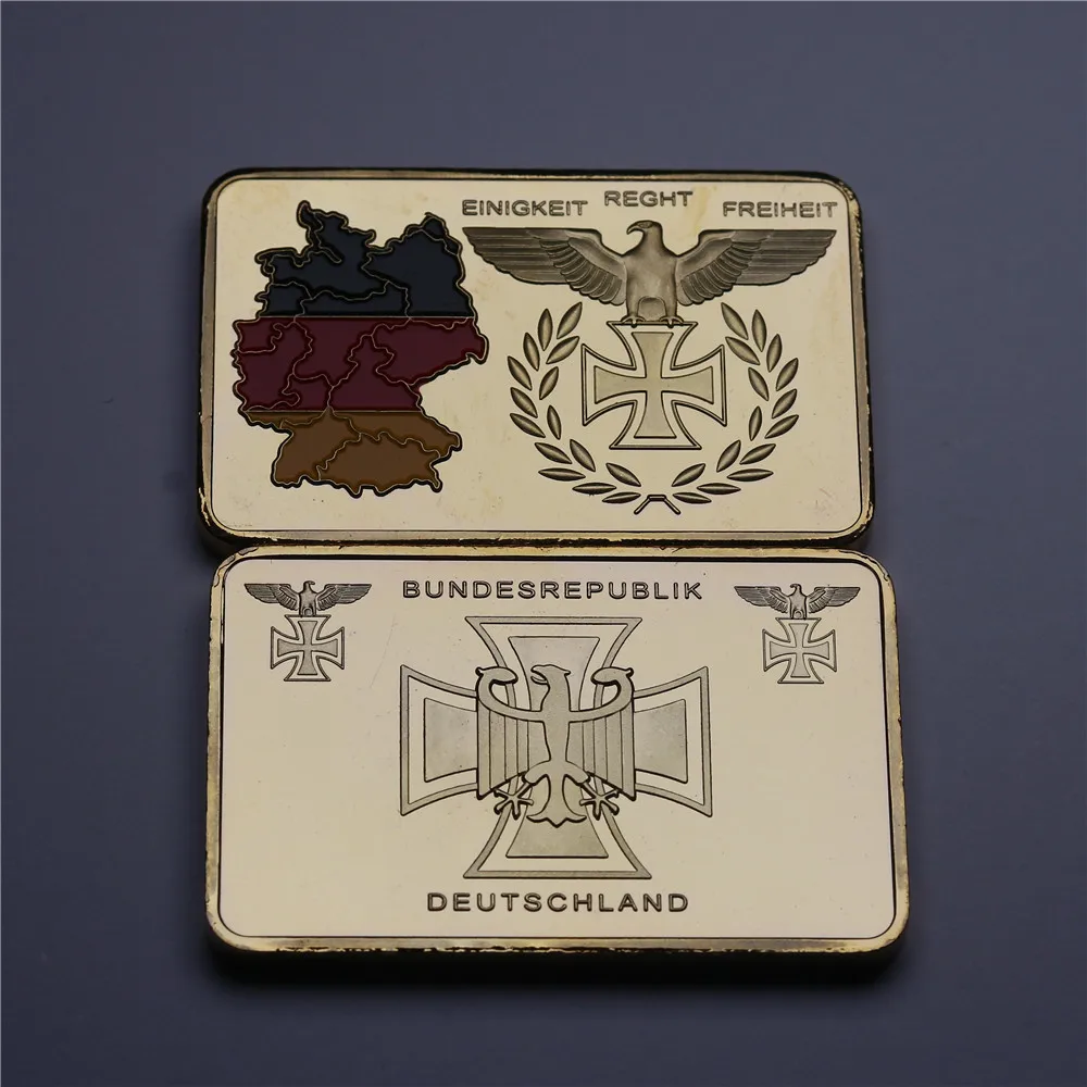 5 шт./лот немецкий позолоченный бар флаг 1 унция Железный крест Рейх банк Золотой