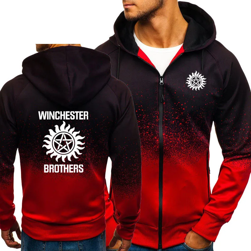 

Supernatural Gradient Hoodies Men Winchester Bros Sportswear Fleece Zipper Jacket Mens Hooded Sweatshirt Harajuku Tracksuit