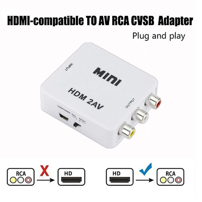 Адаптер-преобразователь сигналов HDMI-совместимый с AV RCA CVSB 1080P для HDTV проектора