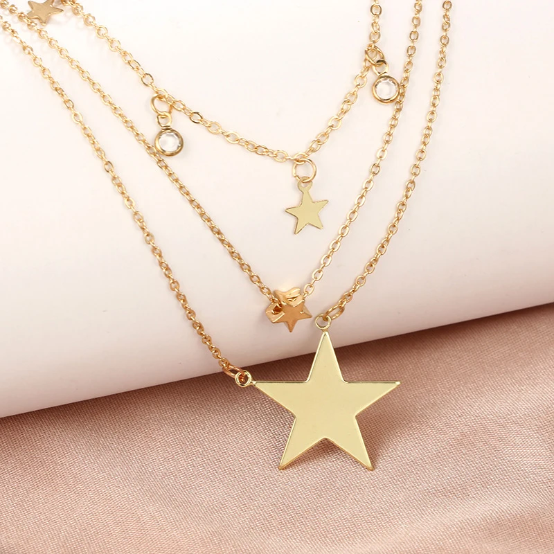 Многослойная подвеска в виде пятиконечной звезды ожерелье-свитер