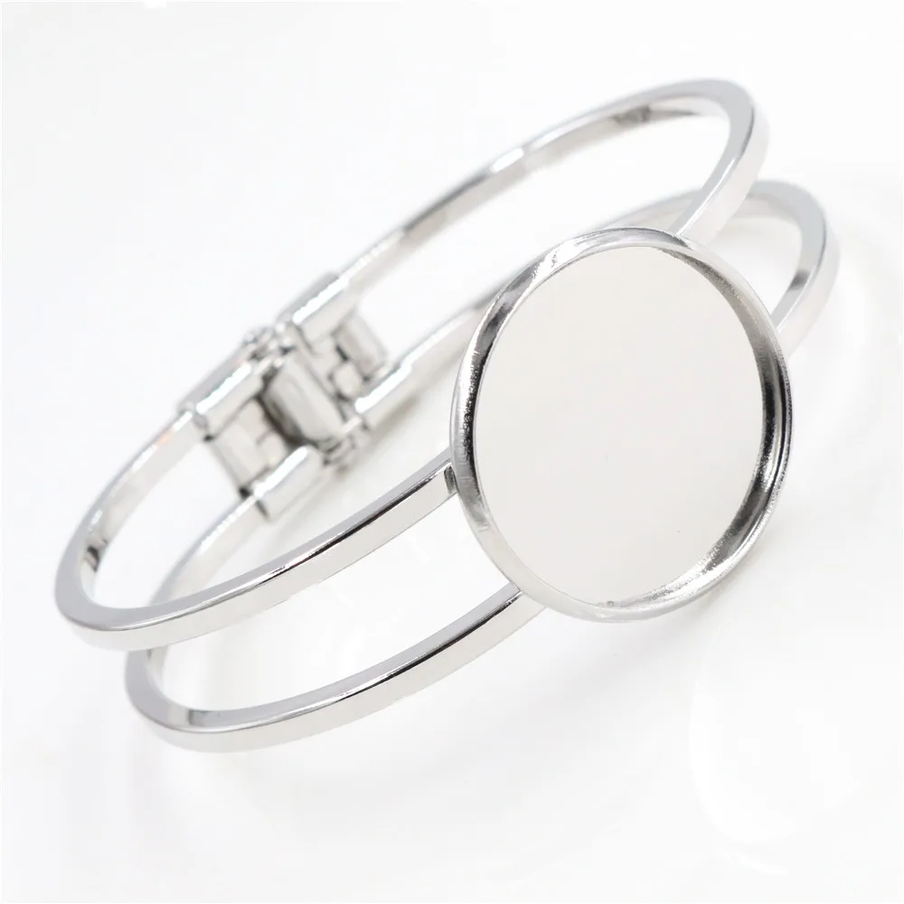 Высокое качество 25 мм Родиевые цвета покрытый Браслет База пустые результаты