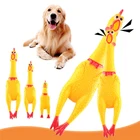 Модные пищащие игрушки для собак, кричащая курица, пищащая игрушка со звуком для собак, сверхпрочная забавная Желтая резиновая курица, жевательная игрушка для собак