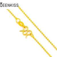 qeenkiss nc532 2021 fine jewelry wholesale fashion woman girl birthday wedding gift 1 2mm round bead 24kt gold chain necklaces