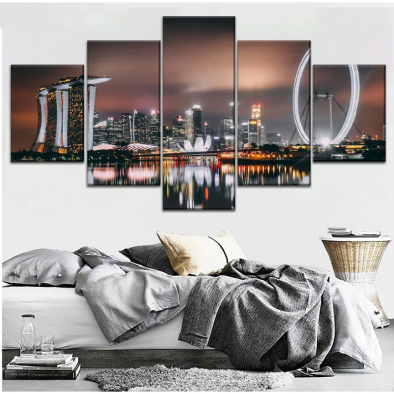 

5 Pieces Singapore Night Skyscrapers Diamond painting mosaic photo Landscape diamond embroidery full set city BuildingsZP-1362