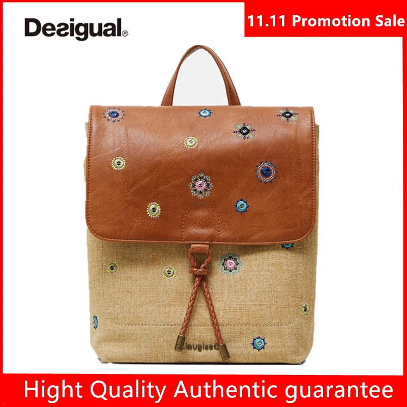 

Новинка 2021, женские винтажные рюкзаки desigual в Испании, женские сумки на плечо, повседневный дорожный женский рюкзак, школьные рюкзаки