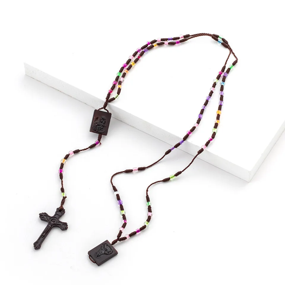 Христос Иисус Пластиковые Четки Молитва Крест Кулон Ручной Работы Кристалл