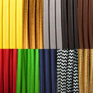Multi Colors Vintage 2-Core Braided Fabric Cable Flex Lighting Lamp Wire Soft Bar Bedroom Parlor DIY Light Line 1/2/5/10 Meter