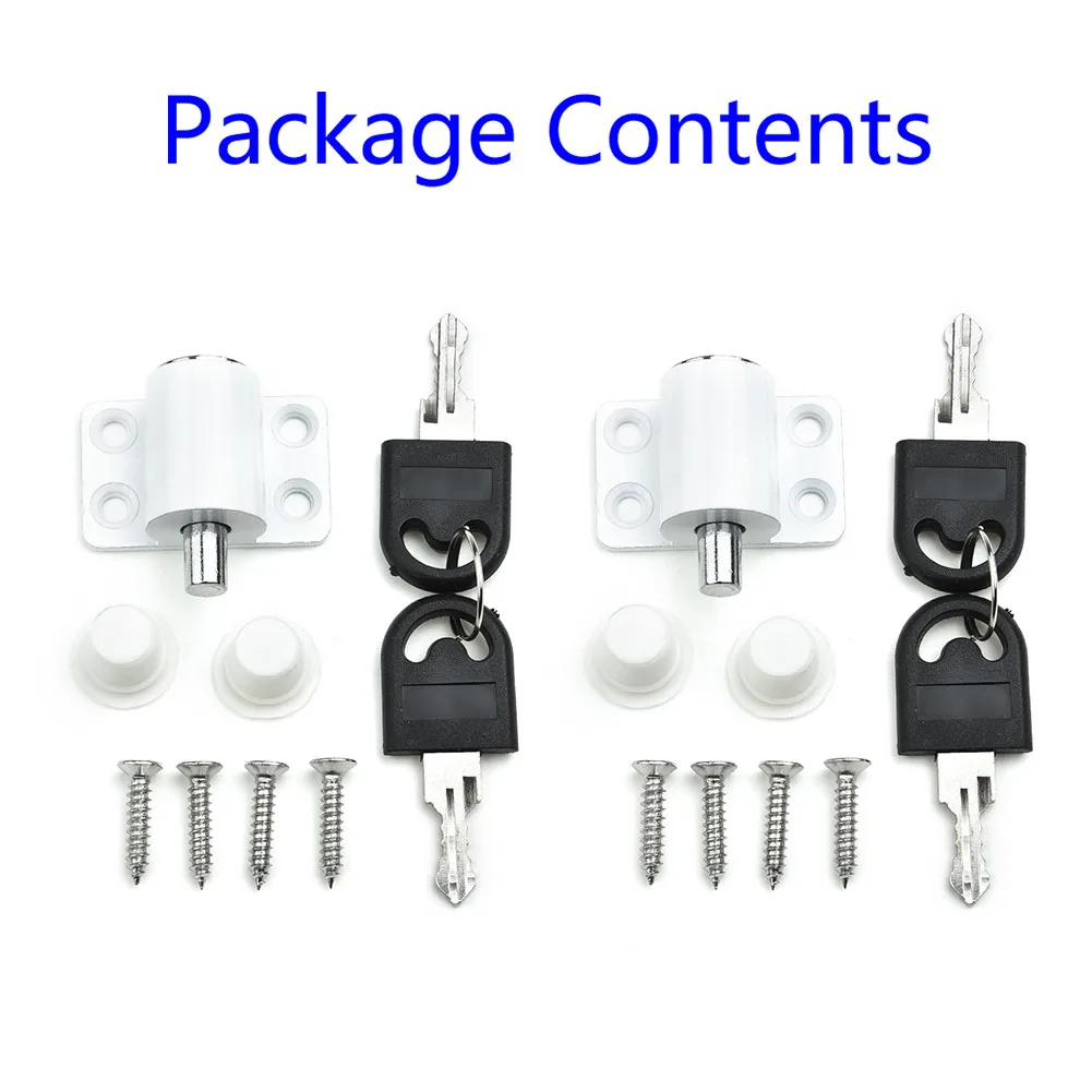 

2Pcs Sliding Patio Door Catches Set Window Bolt Security Lock With 2 Keys Fixed Plates Casement Bolt Security Lock