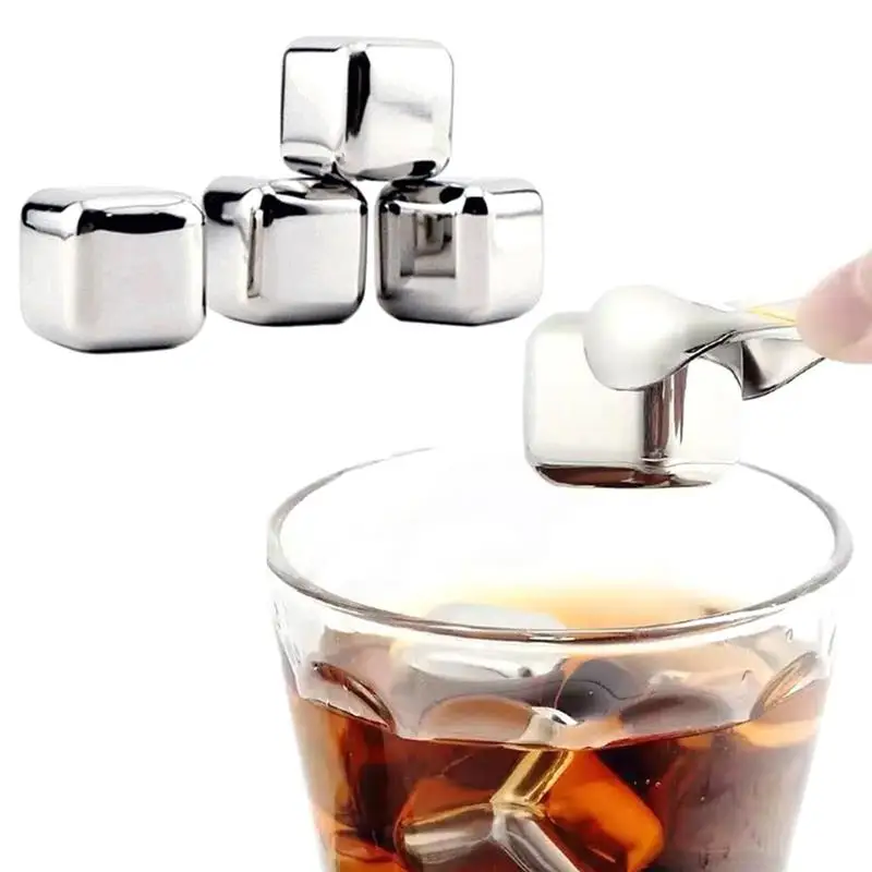 

10pcs 304 Stainless Steel Whiskey Ice Cubes Stones Glacier Cooler Drink Freezer Gel Ice Rock Wine Whiskey Stone Soapstone