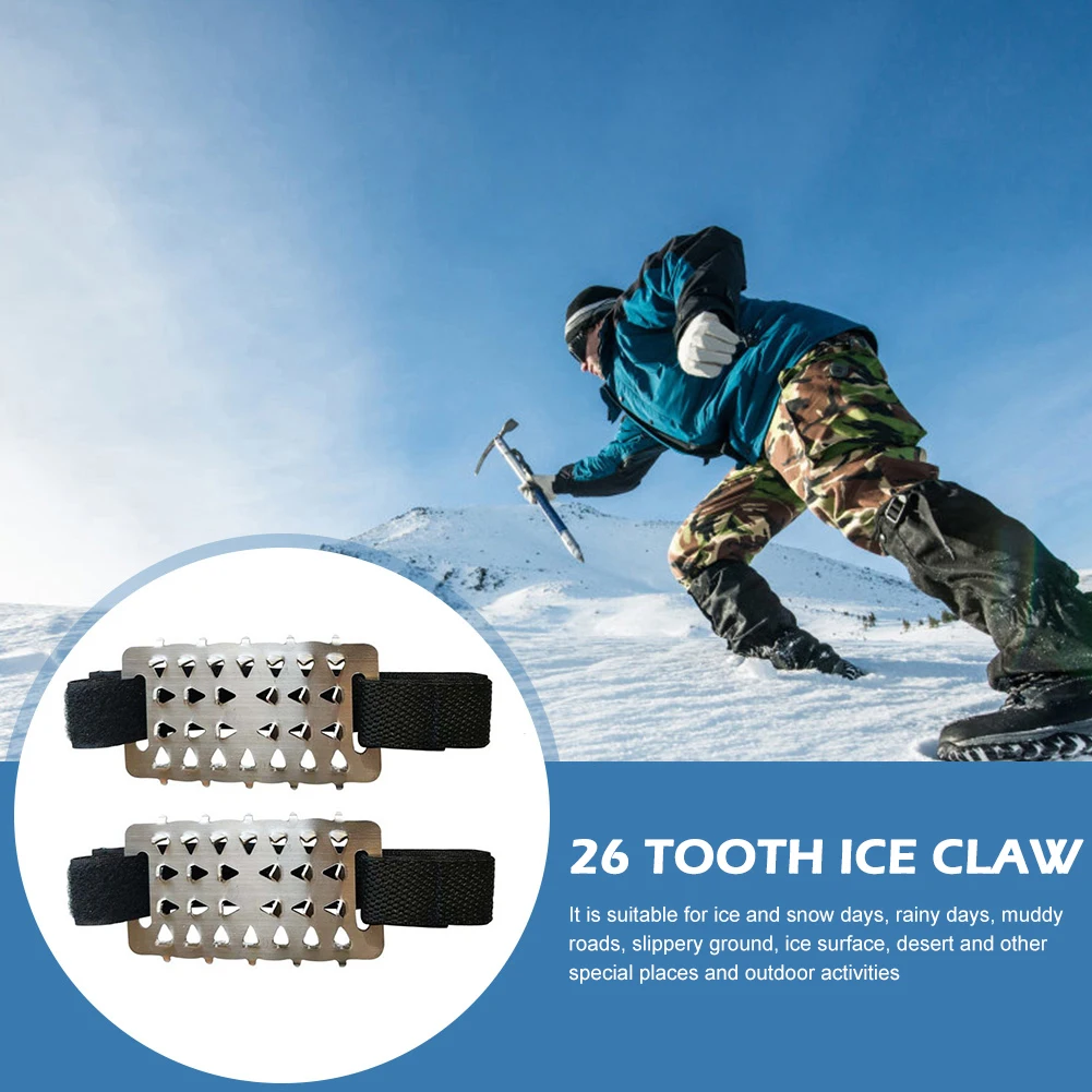 1 Pair 26 Teeth Anti-Slip Snow Ice Shoes Spike Grips Cleats Winter Outdoor Climbing Covers Crampons | Спорт и развлечения