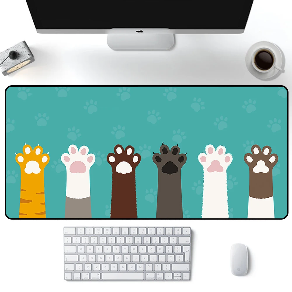 Милый детский коврик для мыши в виде кошачьей лапы большой игровой компьютерный