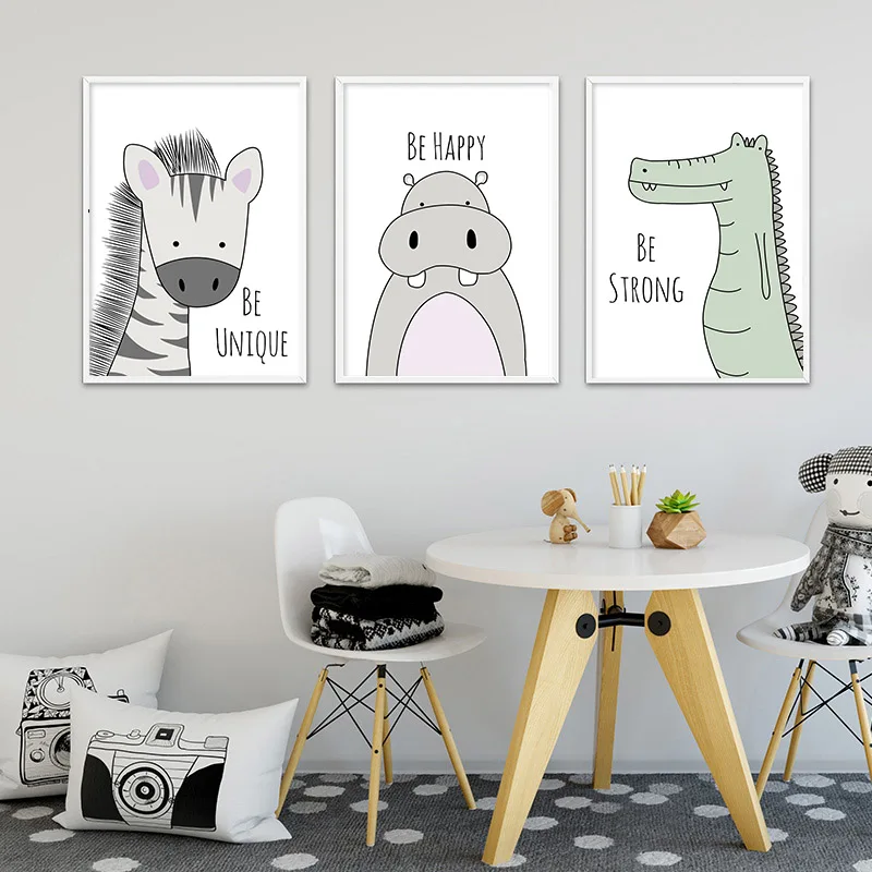 

Baby Nursery Wall Art Poster Zebra Lion Canvas Wall Art Print Animal Painting Decorative Picture Nordic Kids Bedroom Decoration