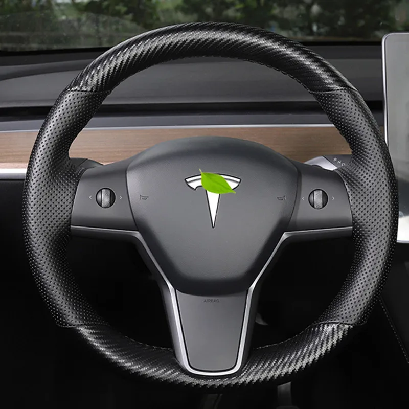 

DIY Ручная строчка из углеродного волокна и замши, кожа, модель Tesla, интерьерные автомобильные аксессуары