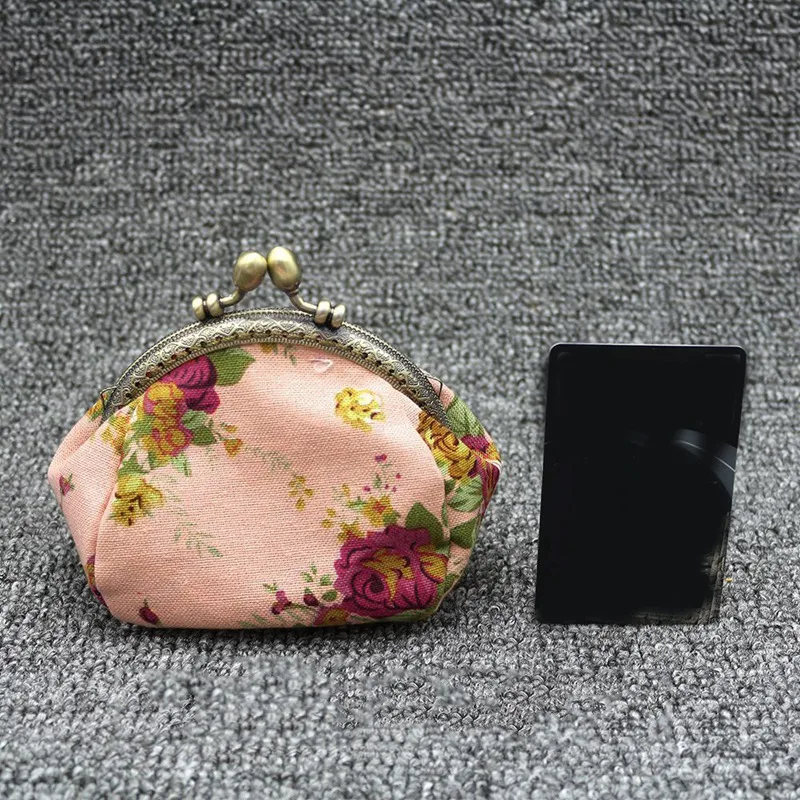 

2x Wallet,Lady Vintage Flower Mini Coin Purse Wallet Clutch Bag (Pink&Black)