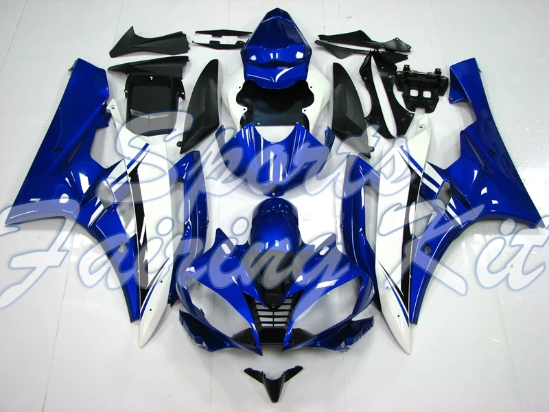 Наборы обтекателей для YAMAHA YZFR6 2006 2007 белый синий пластик Обтекатели 07 Кузов