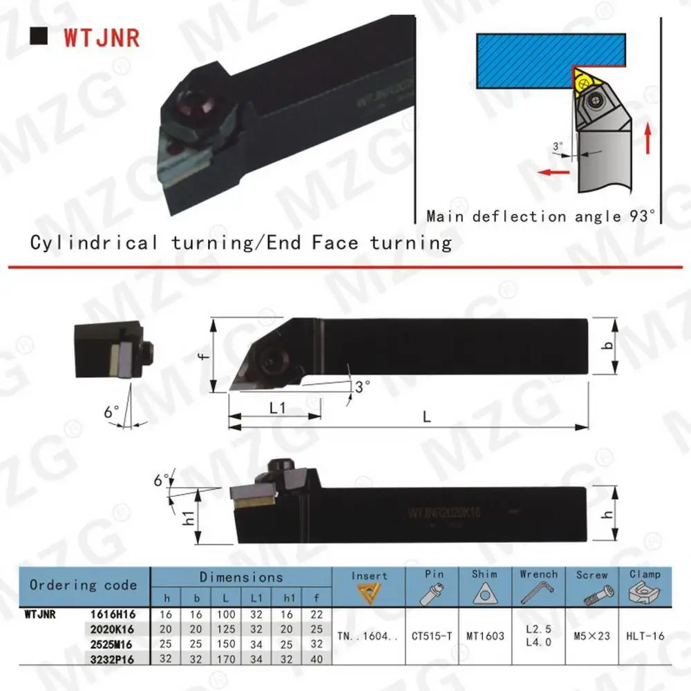 MZG WTJNR 20*20 25mm External Carbide Insert Turning Tool Holders CNC Lathe Machining Arbor Boring Toolholder Cutting Bar|turning tool holder|carbide