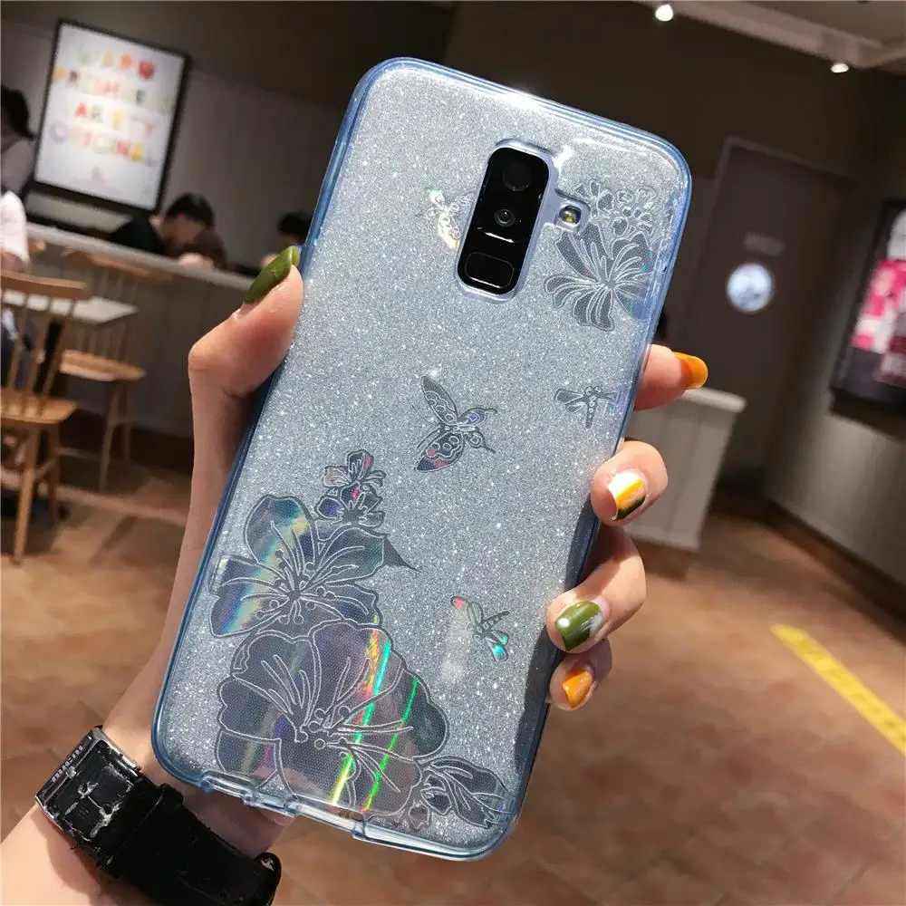 Blue 360 чехол из ТПУ с цветком для samsung Galaxy S9 SPlus S10 5G S10E Note 10 9 8, мягкий чехол для телефона - Цвет: Blue