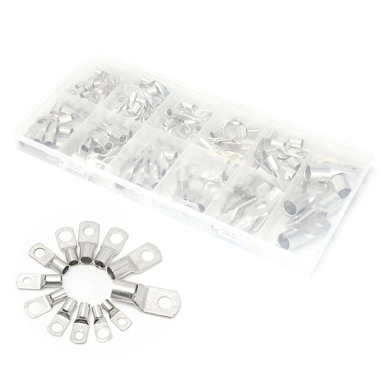 

105Pcs 12 Type Heavy Duty Lugs Battery Cable Tinned Copper Eyelets Tubular SC Ring Terminals Connectors 2021 new