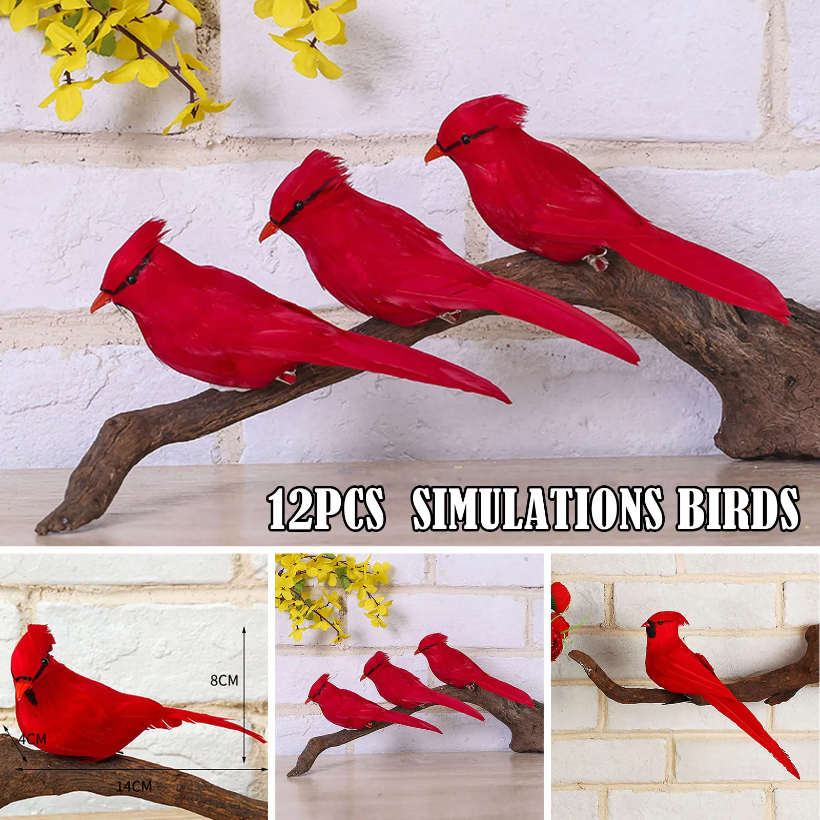 

Artificial Red Birds Shape Ornament Lovely Clips On Christmas Tree Decoration Foam Birds Festival Party DIY Decor MDJ998