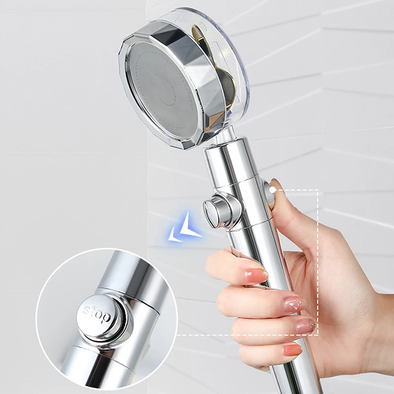 

2021 Pressurized Nozzle Turbo Shower Head One-Key Stop Water Saving High Pressure Shower Head Magic Water Line Bathroom Accessor